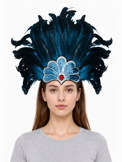 Carnival Feather and Bead Headpiece