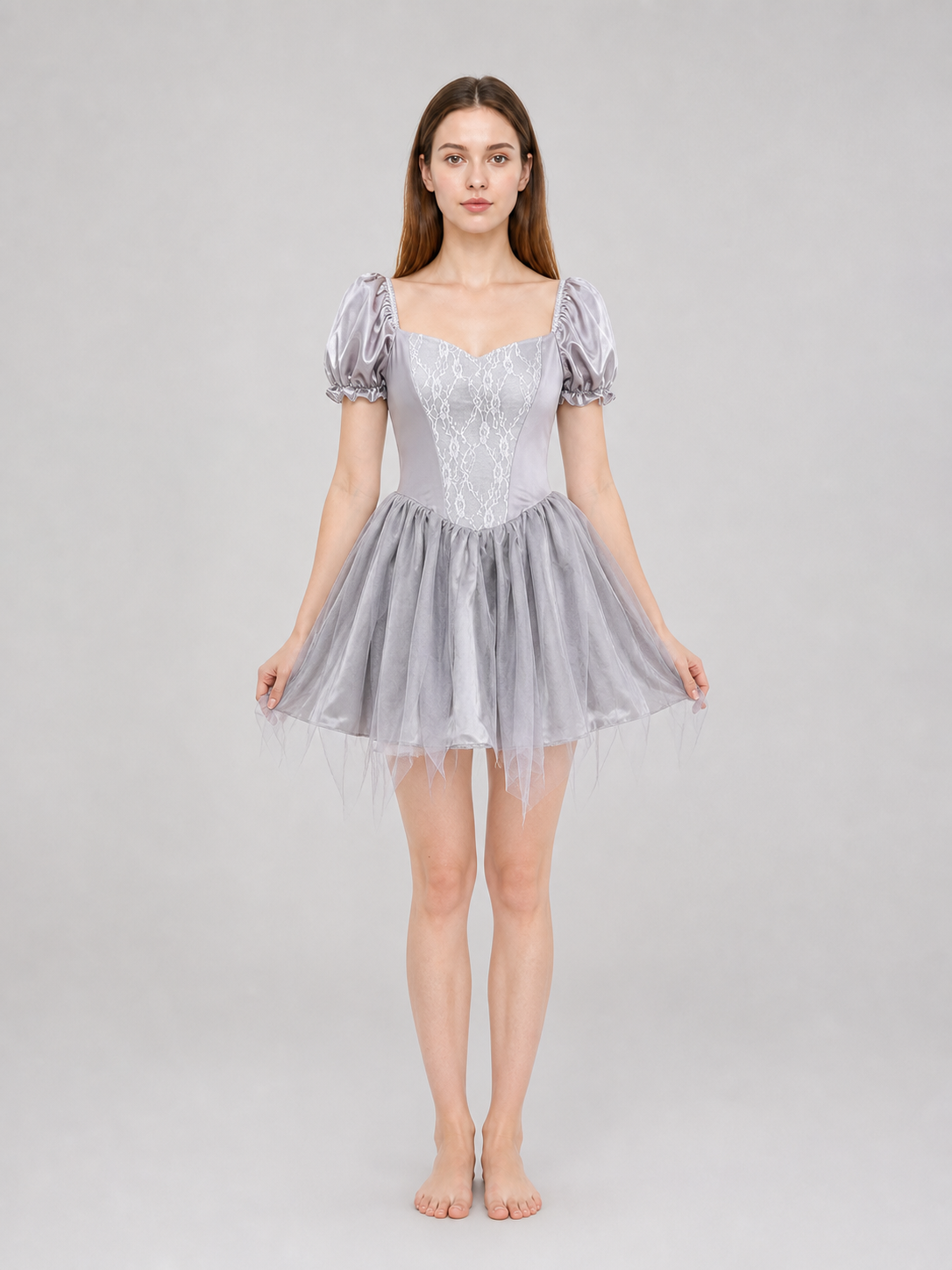 Ghost Bride Costume: Short Dress and Veil