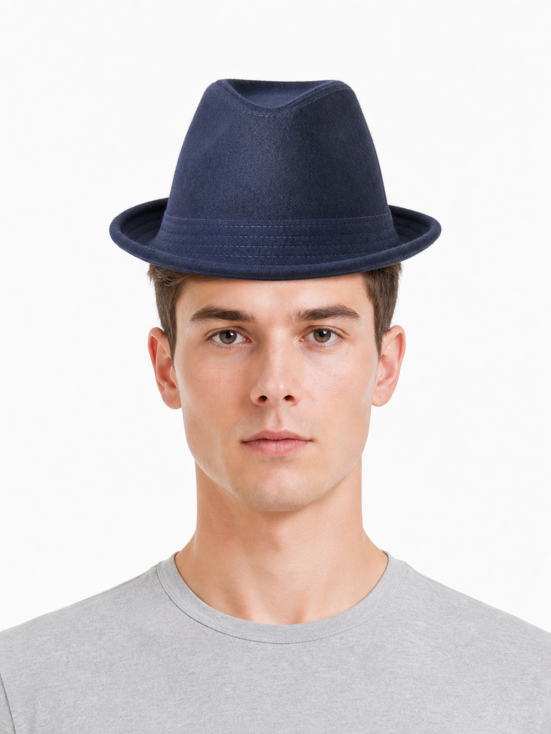 Dark Blue Wool Felt Carnival Bucket Hat