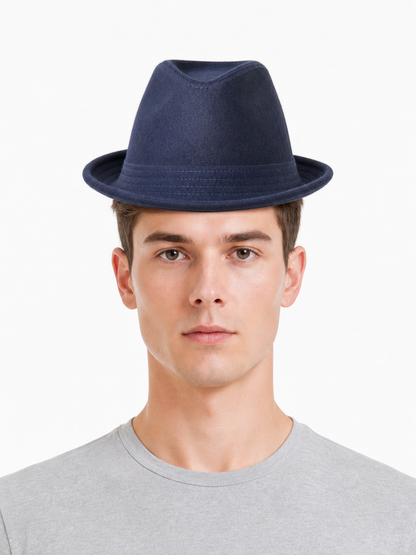 Dark Blue Wool Felt Carnival Bucket Hat