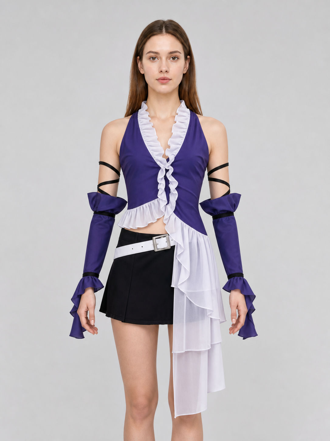Yuna Final Fantasy Cosplay Costume with Skirt and Belt