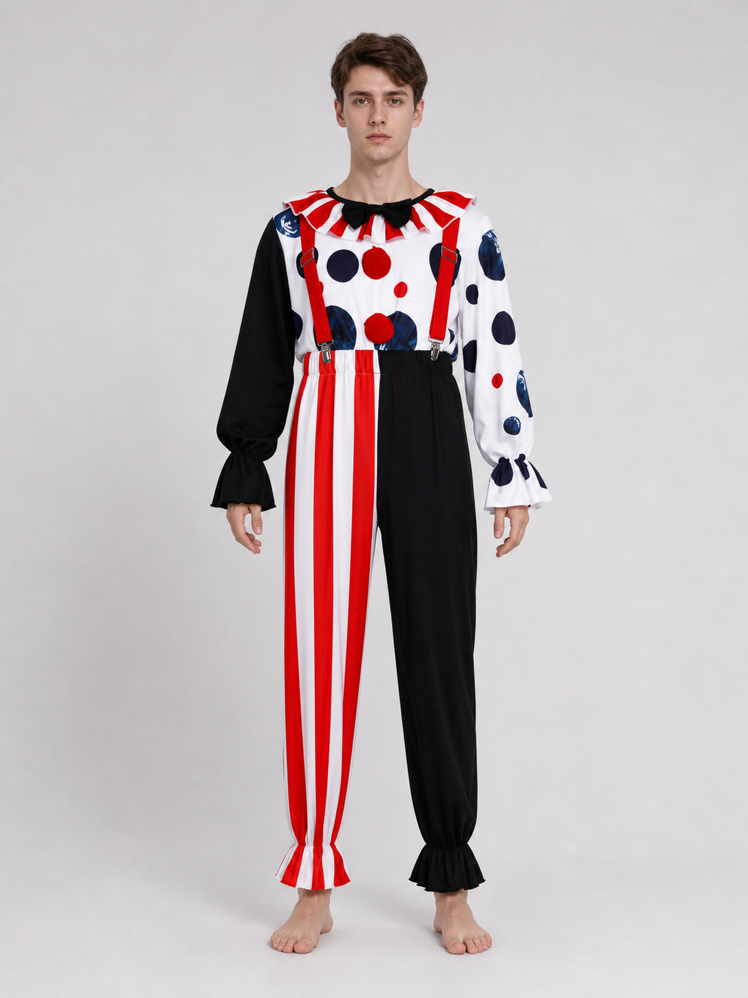 Clown Cosplay Costume with Hat and Suspenders