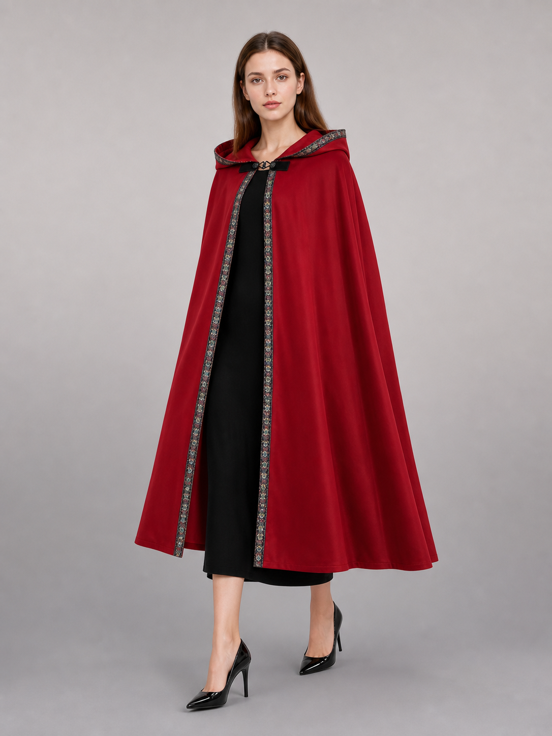Red Hooded Carnival Cloak for Cosplay