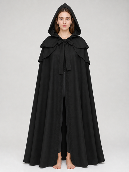 Black Gothic Hooded Cloak in Medieval Style