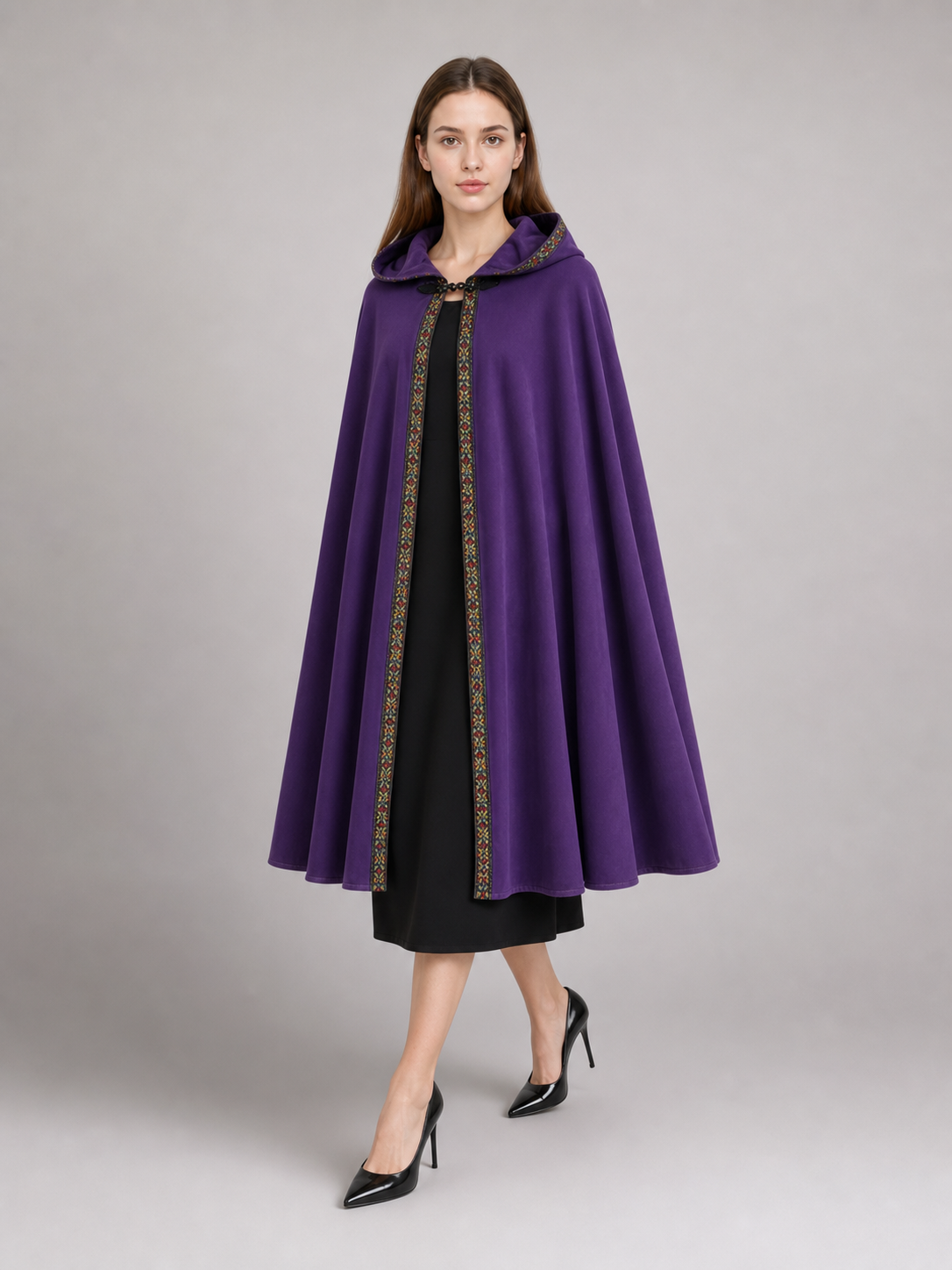 Purple Hooded Velvet Costume Cape product view 20