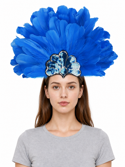 Carnival Headpiece with Blue Feathers