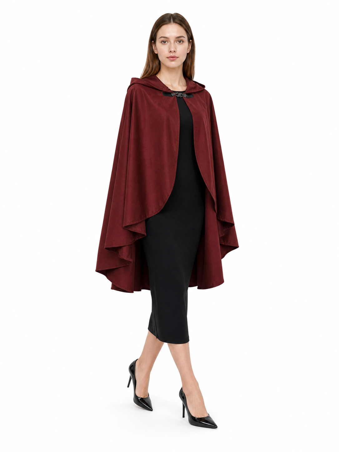 Burgundy Hooded Costume Cloak for Cosplay