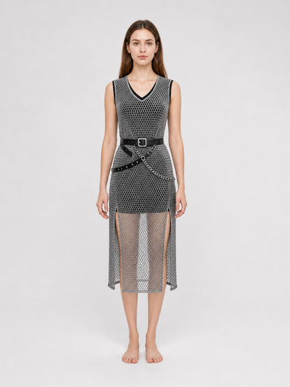 Sleeveless Renaissance-Style Dress with Slits