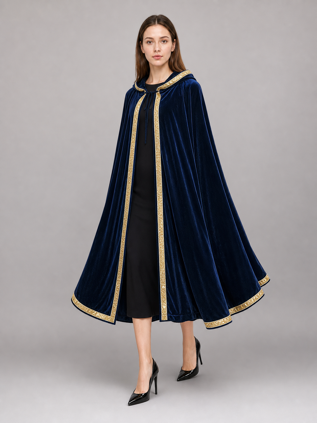 Dark Blue Hooded Carnival Cloak