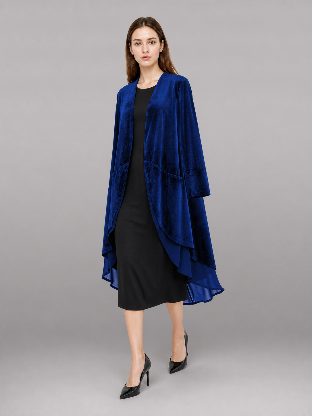 Long dark navy stage cloak