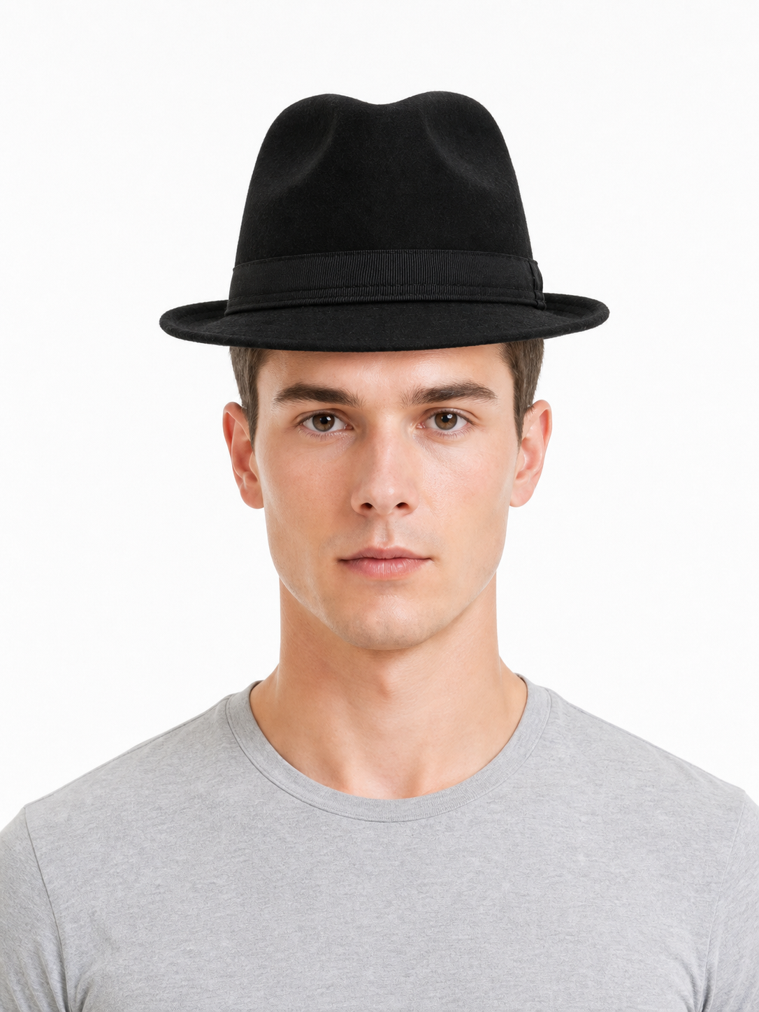 Carnival hat with black ribbon and brim