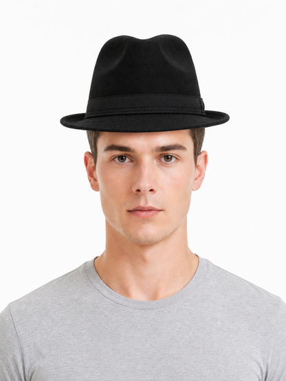 Carnival hat with black ribbon and brim