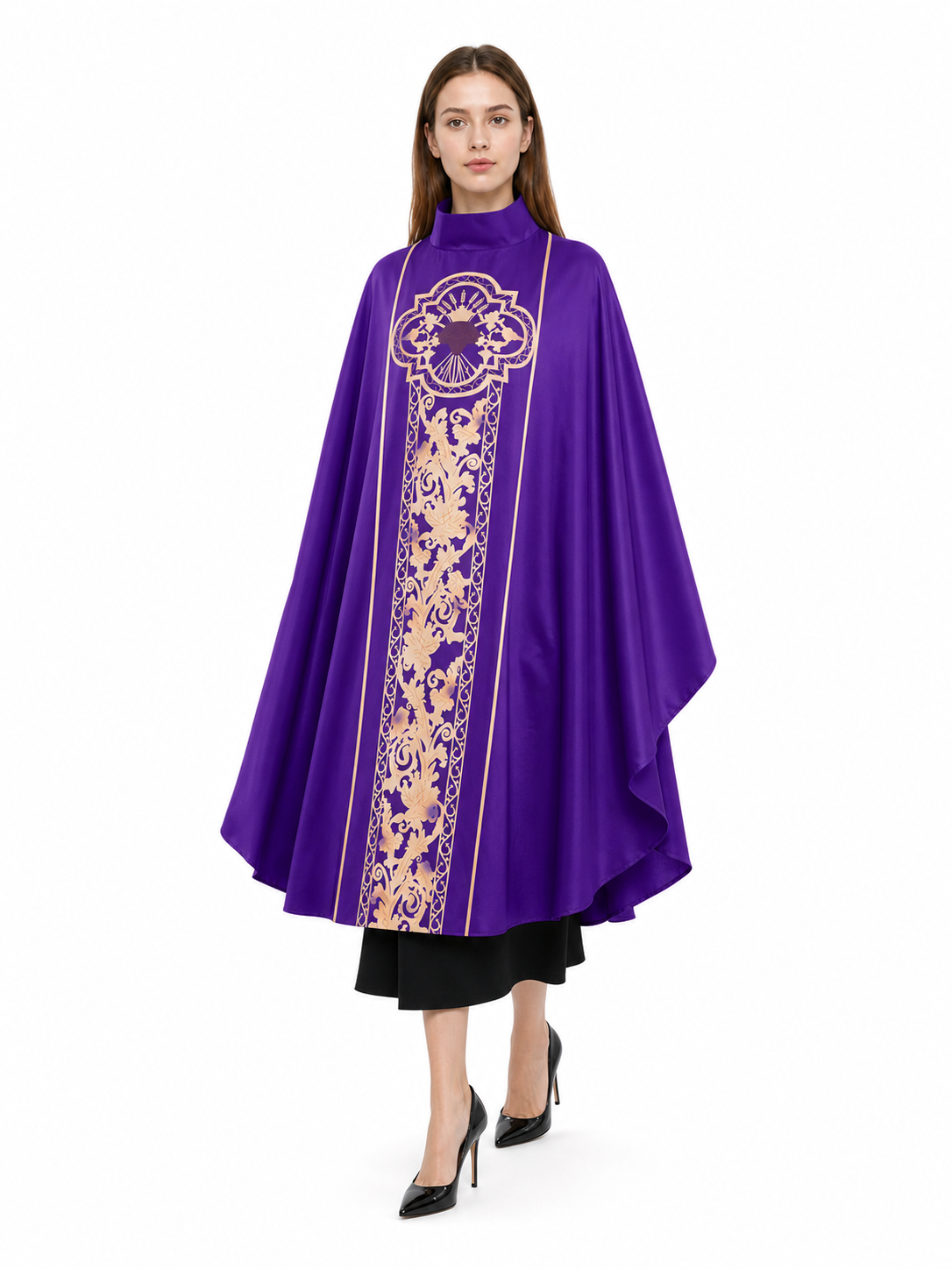 Purple Carnival Cloak with High Collar