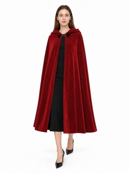 Burgundy Medieval Hooded Costume Cloak