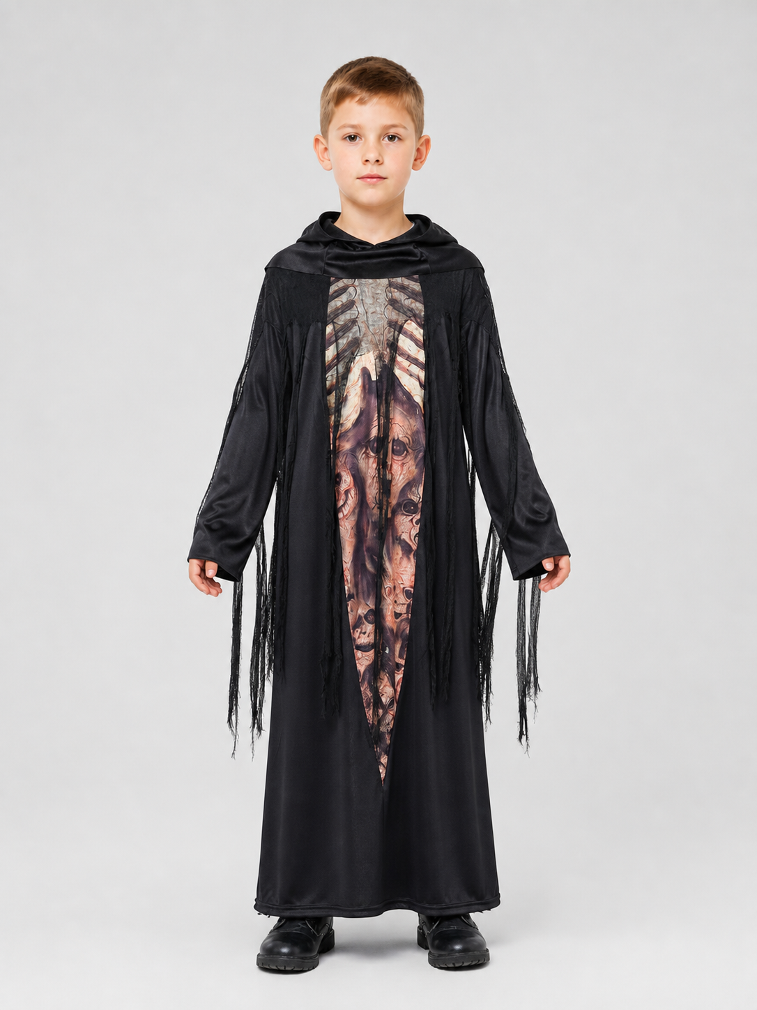 Gothic Hooded Skeleton Costume for Halloween