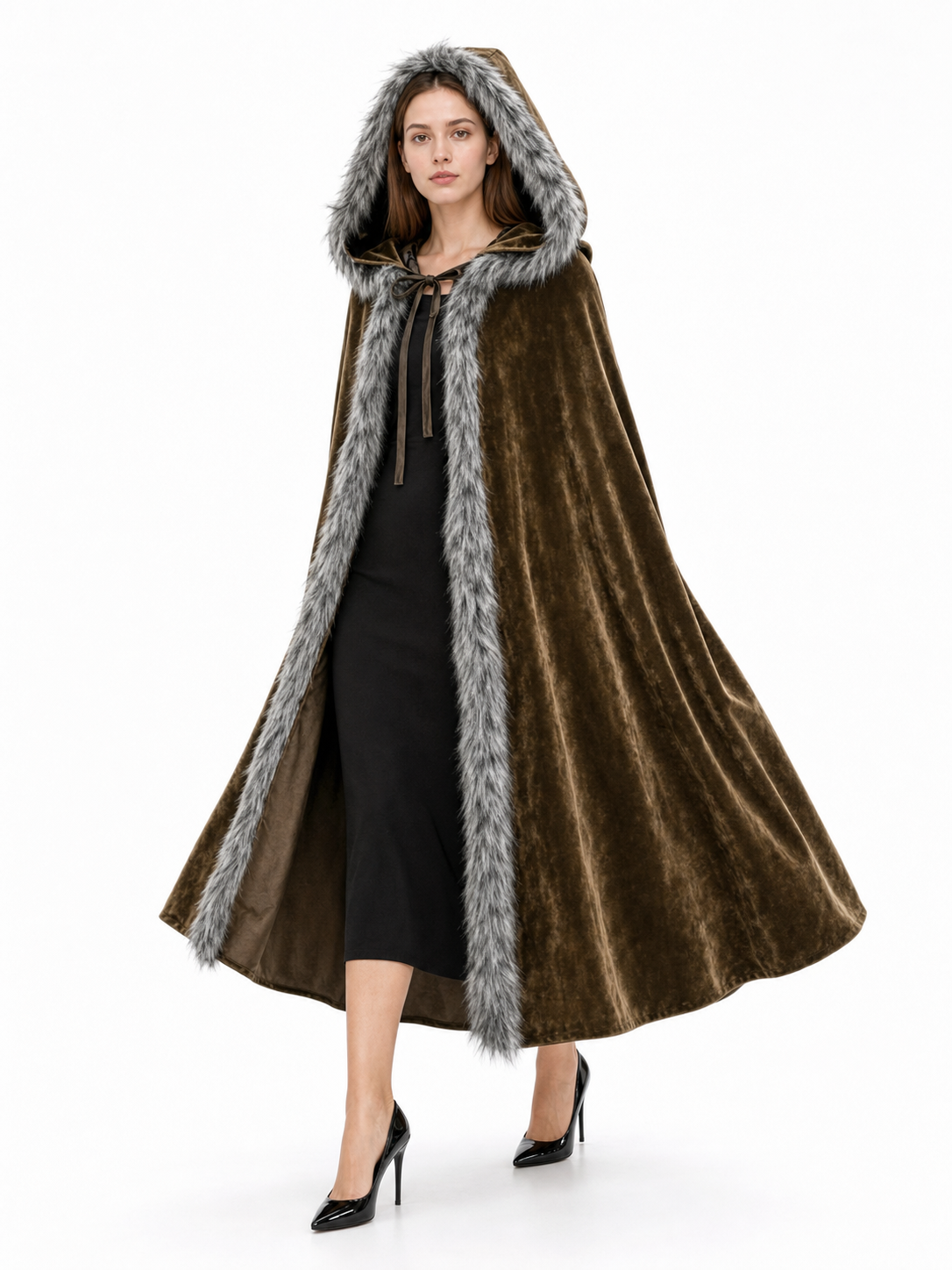 Brown Carnival Cloak with Hood
