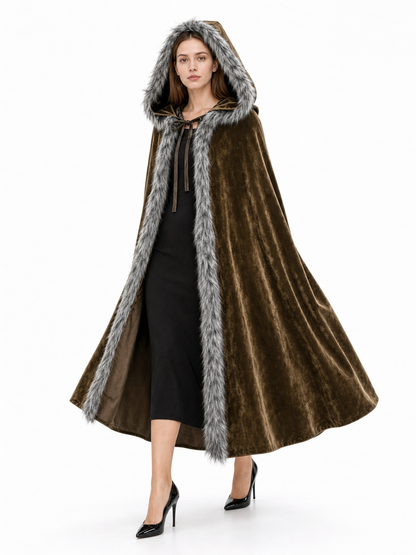 Brown Carnival Cloak with Hood