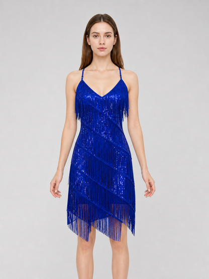 1920s-themed event set: fringe dress and accessories