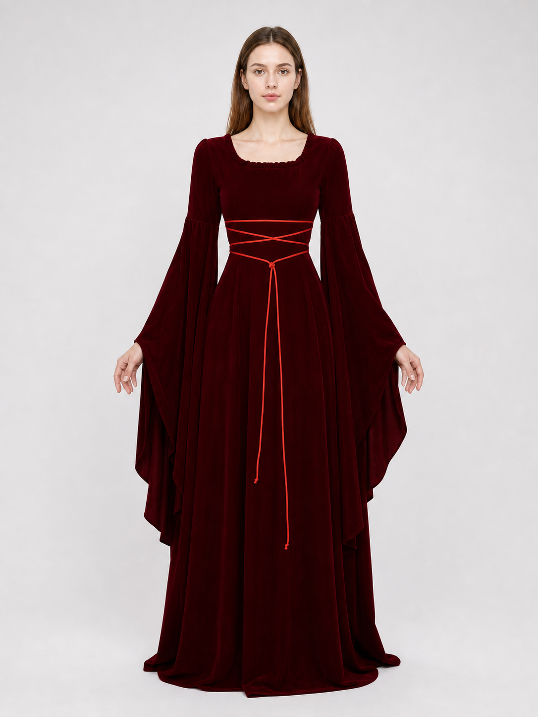 Maxi Dress with Corset Lacing and Ruffles