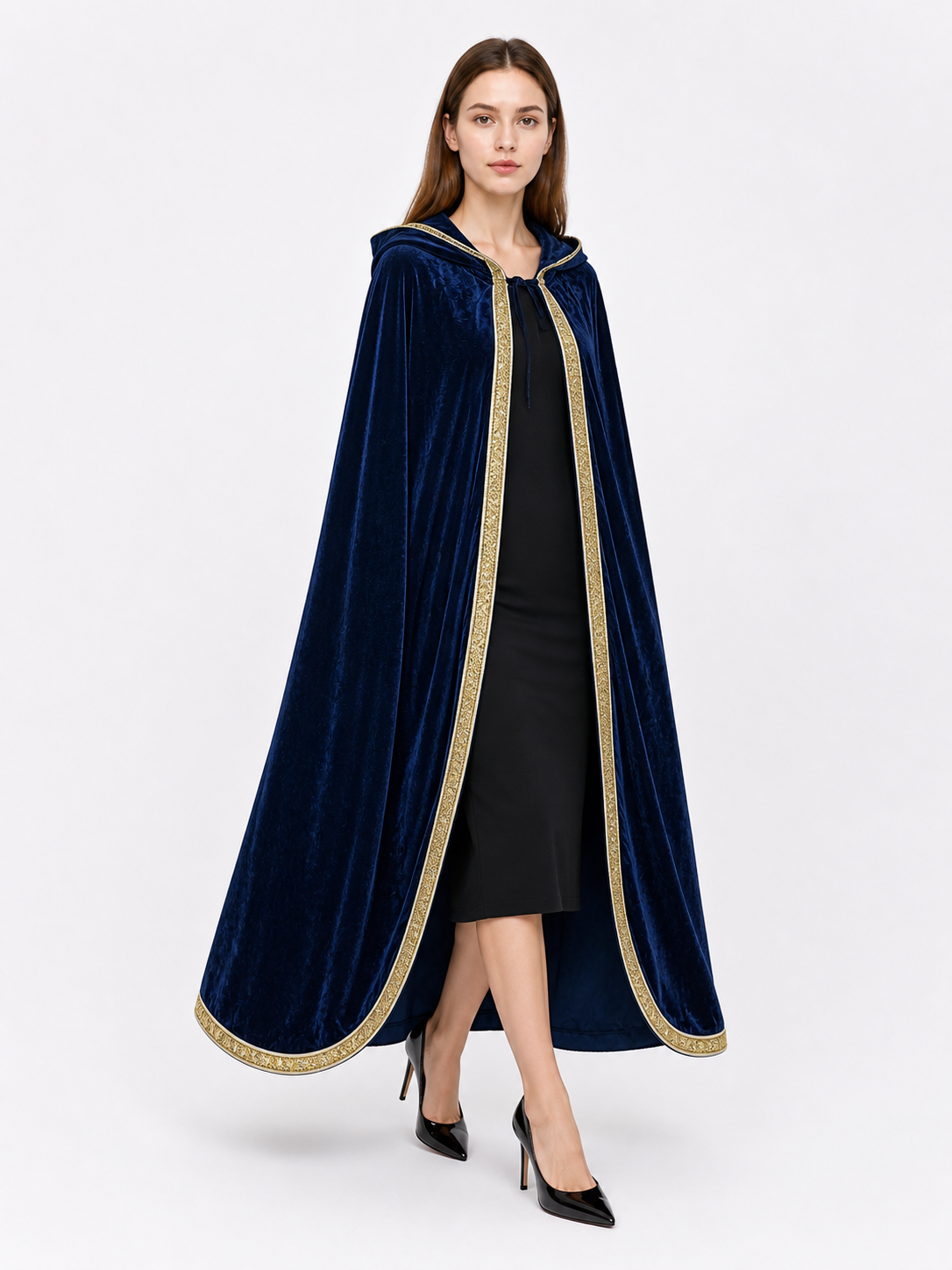 Dark Blue Hooded Carnival Cloak