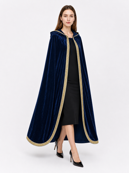 Dark Blue Hooded Carnival Cloak