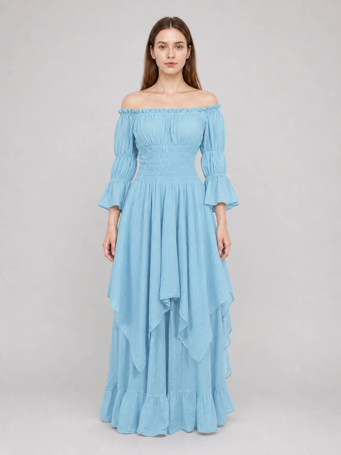 Off-the-Shoulder Dress with Long Sleeves