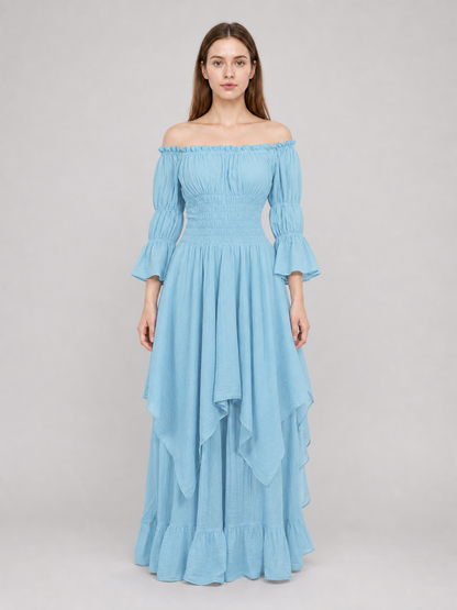 Off-the-Shoulder Dress with Long Sleeves