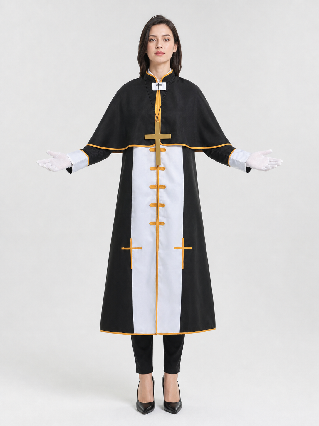 Ritual Robe with Cross, Black and White, Cosplay