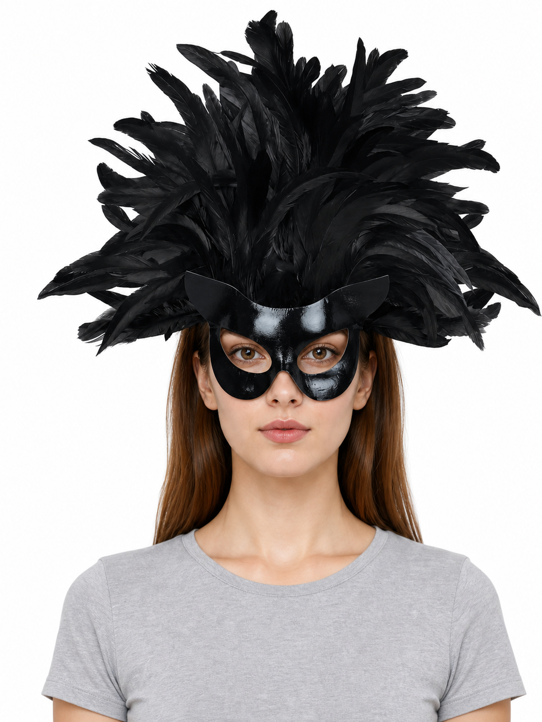 Black Feather Mask for Carnival and Halloween