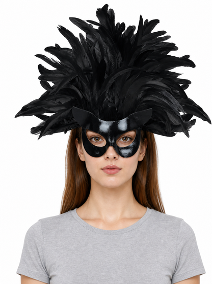 Black Feather Mask for Carnival and Halloween