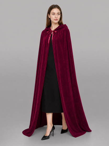 Burgundy Hooded Carnival Cloak for Cosplay