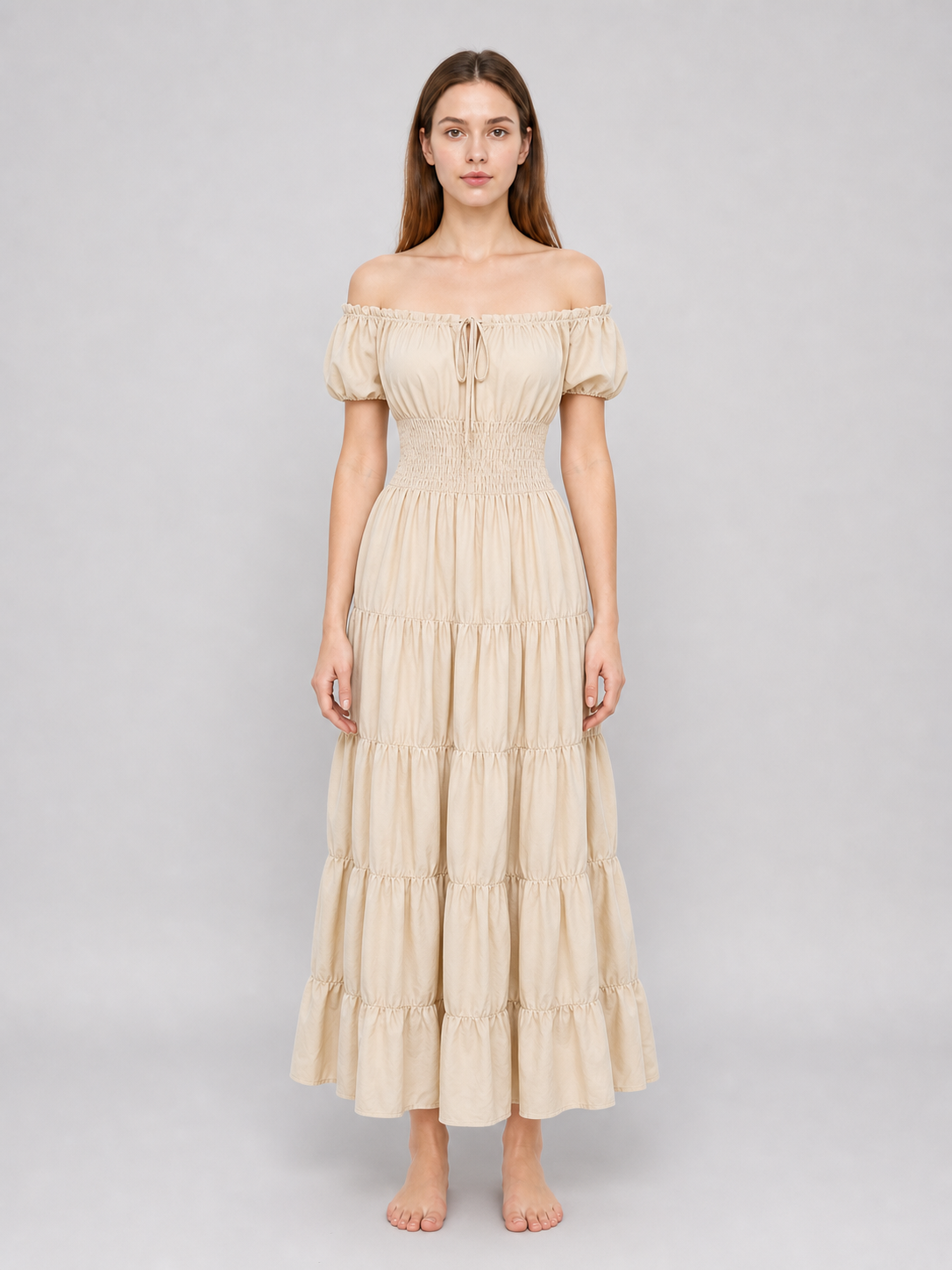 Medieval-Style Dress with a Tiered Skirt