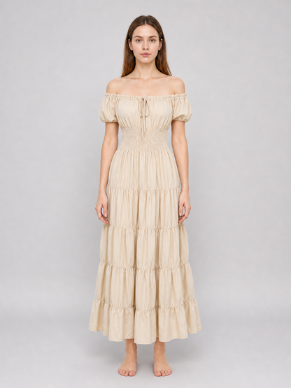 Medieval-Style Dress with a Tiered Skirt