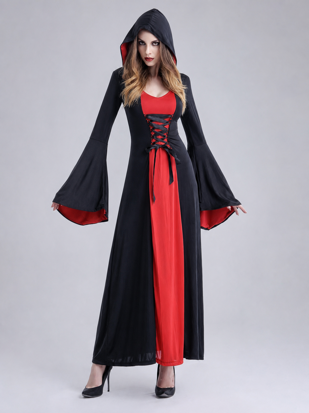 Pirate-Style Carnival Dress, Black and Red