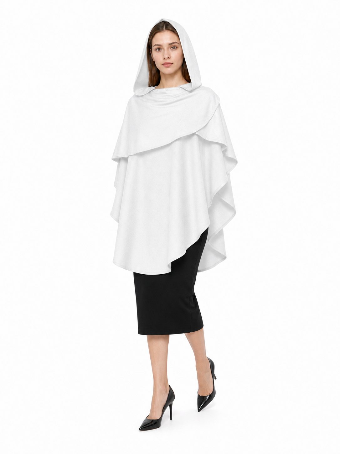 White Medieval Hooded Carnival Cloak