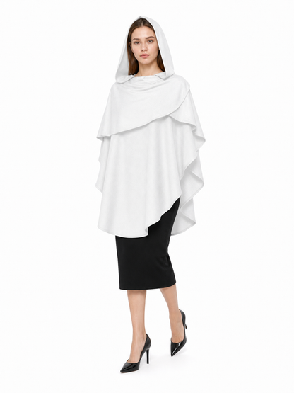 White Medieval Hooded Carnival Cloak