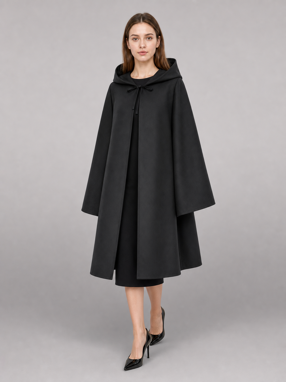 Black hooded carnival cloak for costumes