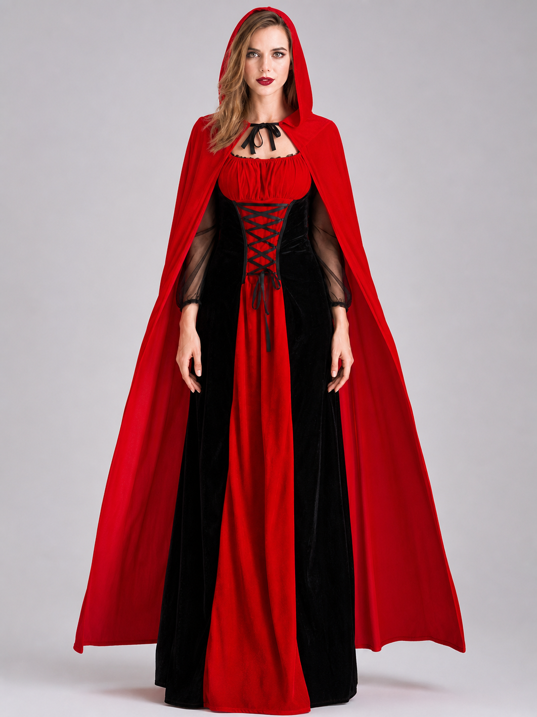 Vampire Costume with Dress and Hood for Halloween