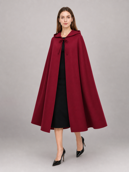 Burgundy Hooded Costume Cloak for Cosplay