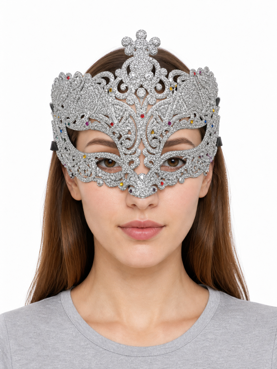 Carnival eye mask with silver glitter