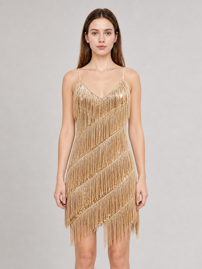 Fringe and Sequin Party Dress Set