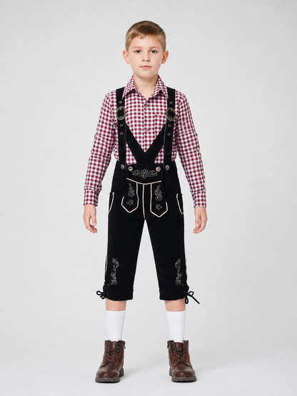 Carnival Costume with Suspenders and Plaid Shirt