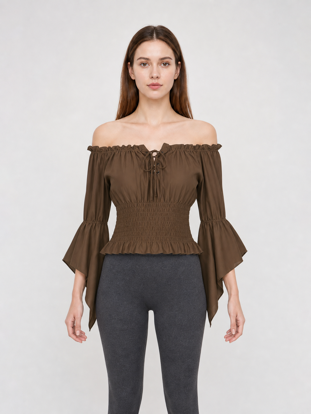 Cropped Ruffled Blouse with Front Tie