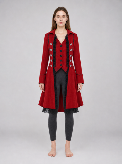 Red decorative tailcoat with long sleeves
