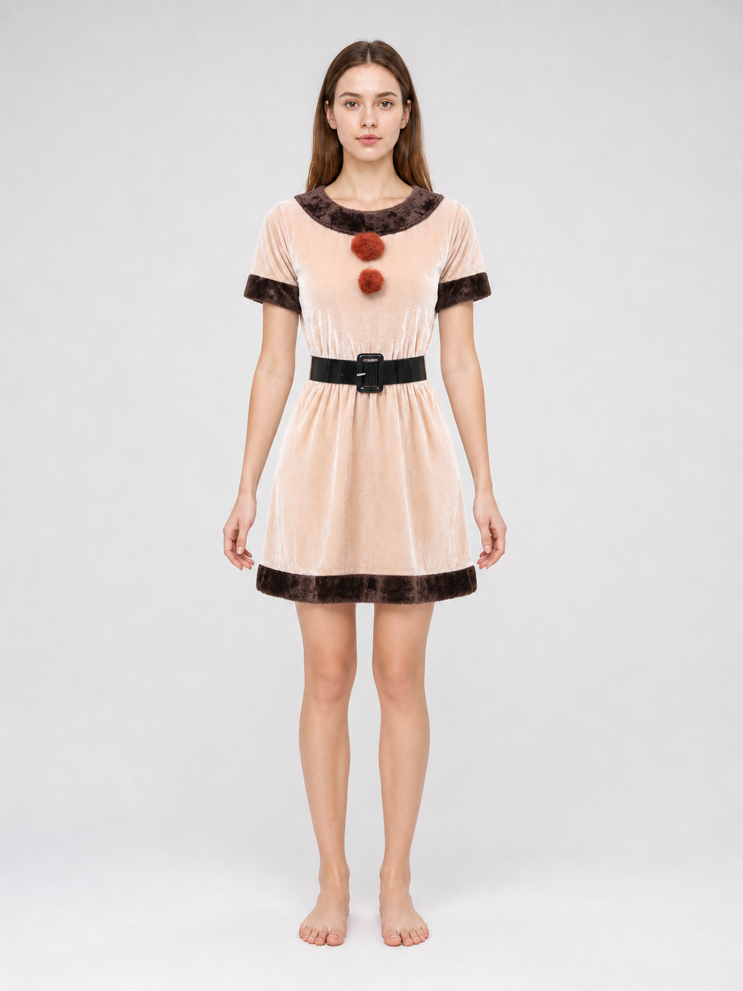 Christmas Reindeer Costume: Dress, Headband, Belt, and Gloves