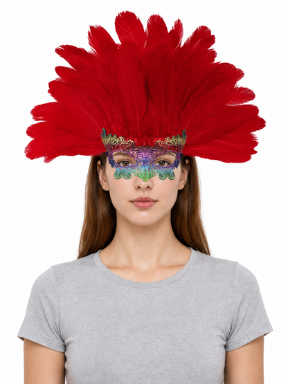 Carnival Headpiece with Red Feathers