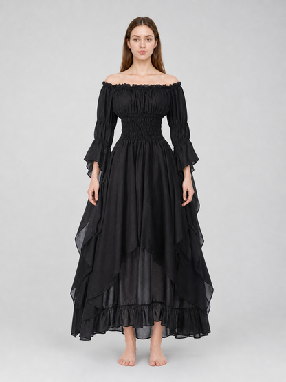 Gothic Lace Dress with Puff Sleeves