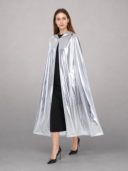 Silver carnival cloak with hood