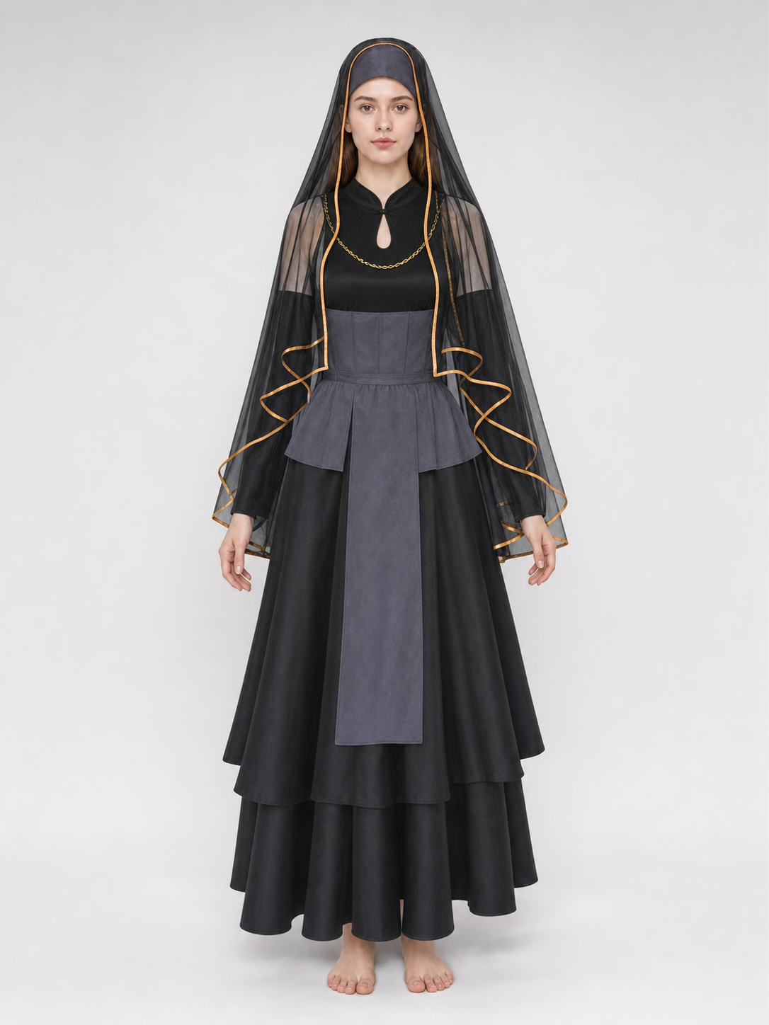 Hinata Cosplay Set with Veil and Layered Skirt