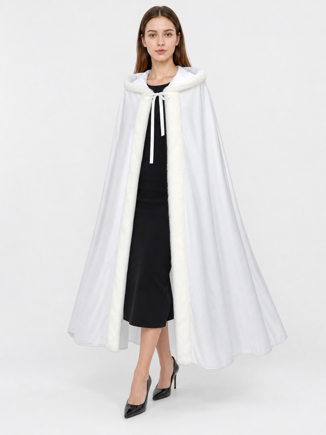 White Hooded Carnival Cloak for Costumes